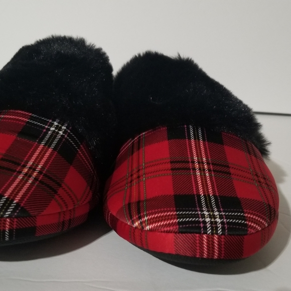 Victoria's Secret Shoes Victorias Secret Signature Satin House Shoes Slippers Redblack Plaid